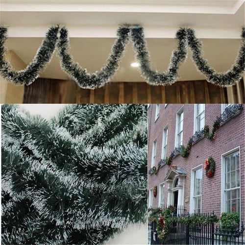 Pop 2M Christmas Decoration Bar Tops Ribbon Garland Christmas Tree Ornaments White Dark Green Cane Tinsel Party Kitchen Supplies - agoradevshop