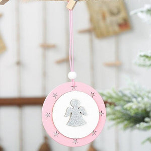 Pink wooden five-pointed star angel elk christmas tree pendants hanging ornament christmas decorations for home navidad 2020 (james update 2) - agoradevshop