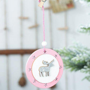 Pink wooden five-pointed star angel elk christmas tree pendants hanging ornament christmas decorations for home navidad 2020 (james update 2) - agoradevshop