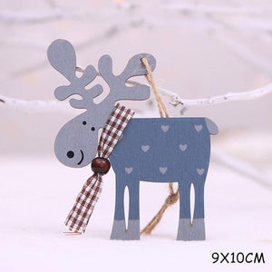 2020 New Year Natural Xmas Elk Wood Craft Christmas Tree Ornament Noel Christmas Decoration for Home Wooden Pendant Navidad Gift - agoradevshop