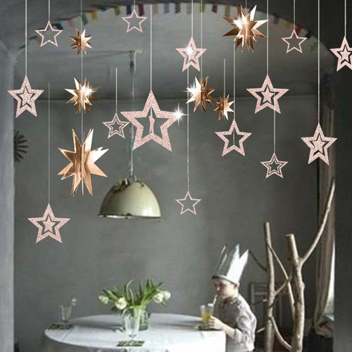 7pcs/lot Twinkle Star Paper Pendant Garland Ornaments Christmas Decorations for Home New Year - agoradevshop