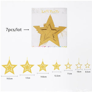 7pcs/lot Twinkle Star Paper Pendant Garland Ornaments Christmas Decorations for Home New Year - agoradevshop