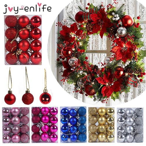 24pcs Christmas Tree Ball Ornaments Decorations DIY Xmas Party 3cm Ball Baubles Hanging Ornament Christmas Decoration for Home - agoradevshop