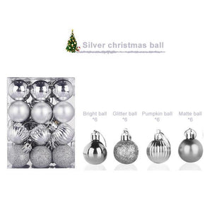 24pcs 30mm Christmas Tree Ball Decoration Party Hanging Ornament Bauble Drop Pendant Xmas Decorations For Home Gift Drop Ship - agoradevshop