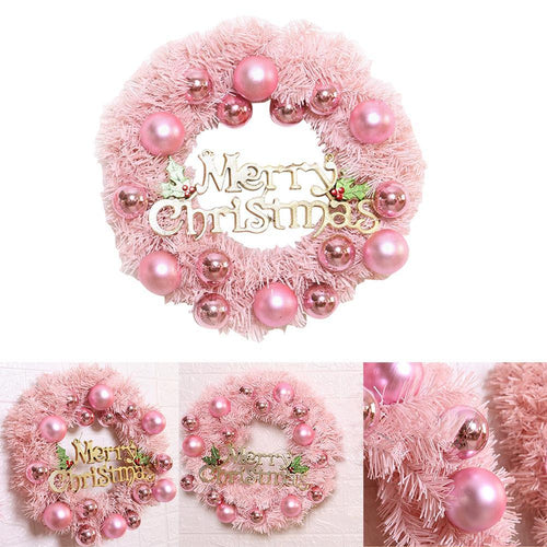 30/40cm Christmas Decoration Pink Christmas Wreath Rattan Ring Shopping Mall Window Scene Ornaments Artificial Christmas Wreath - agoradevshop