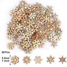 Load image into Gallery viewer, 50pcs Wooden Christmas Snowflakes DIY Christmas Decorations For Home Mini Tree Ornaments Xmas Gift Happy New Year 2020 Decor - agoradevshop