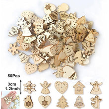 Load image into Gallery viewer, 50pcs Wooden Christmas Snowflakes DIY Christmas Decorations For Home Mini Tree Ornaments Xmas Gift Happy New Year 2020 Decor - agoradevshop