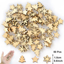 Load image into Gallery viewer, 50pcs Wooden Christmas Snowflakes DIY Christmas Decorations For Home Mini Tree Ornaments Xmas Gift Happy New Year 2020 Decor - agoradevshop