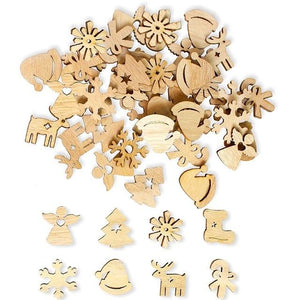 50pcs Wooden Christmas Snowflakes DIY Christmas Decorations For Home Mini Tree Ornaments Xmas Gift Happy New Year 2020 Decor - agoradevshop