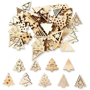 50pcs Wooden Christmas Snowflakes DIY Christmas Decorations For Home Mini Tree Ornaments Xmas Gift Happy New Year 2020 Decor - agoradevshop