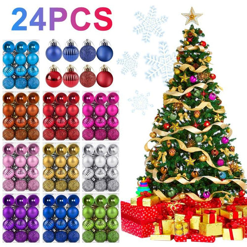 24pcs 30mm Christmas Tree Ball Decoration Party Hanging Ornament Bauble Drop Pendant Xmas Decorations For Home Gift Drop Ship - agoradevshop