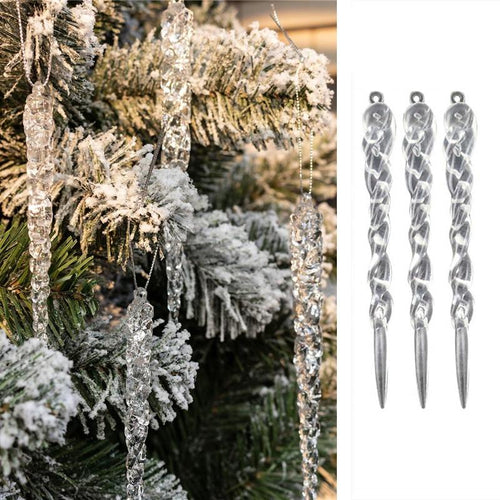 Christmas Decoration 3/6PCS Simulation Ice Xmas Tree Hanging Ornament Fake Icicle Props X-mas Tree Decorations Winter Party - agoradevshop